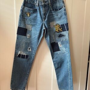New Lauren Ralph Lauren Blue Patchwork Jeans